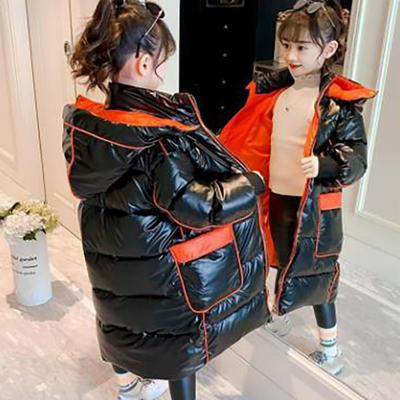 Winter Girls Down Jacket Long Style Keep Warm Fashion Princess Coat Hooded Zipper Girls Outerwear Kids Clothes