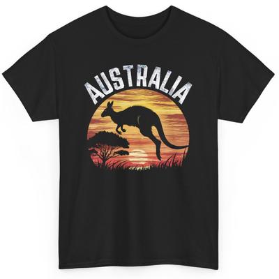 Retro Australia T-shirt - Vintage Sunset Funny Australian Kangaroo Graphic Tee