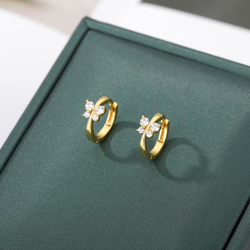 Zircon Butterfly Earrings For Women Fashion Piercing Zircon Woman Earring Cute Jewelry Stainless Steel Earrings For Gift