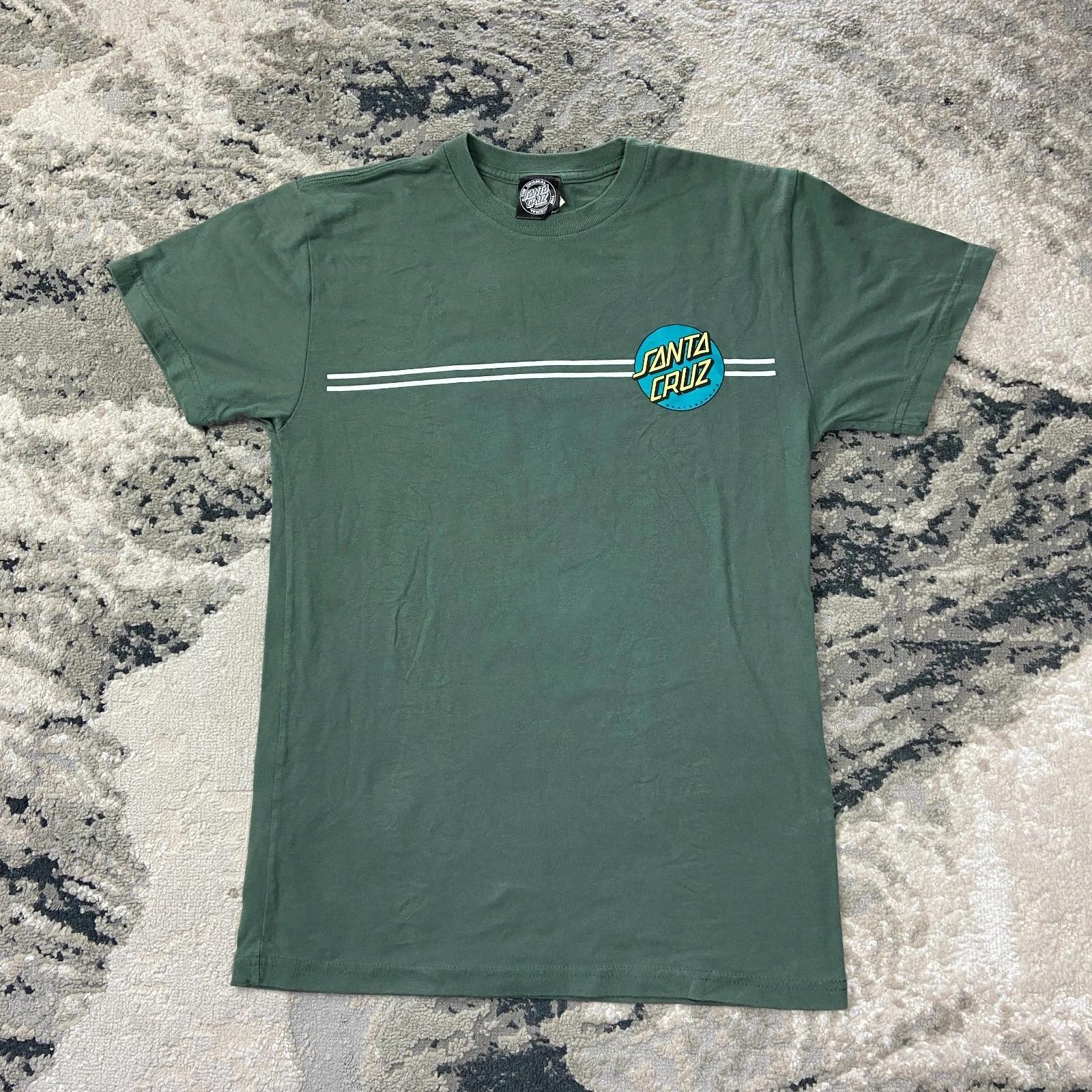 Vintage Y2K Santa Cruz Skateboarding T Shirt Sz S Green White Stripe Graphic 4XL