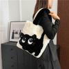 Fashion Cute Plush Cat Pattern Shoulder Bag, Autumn Winter Chic Plush Tote Bag for Women, Cartoon Cat Soft Faux Fur Handbag