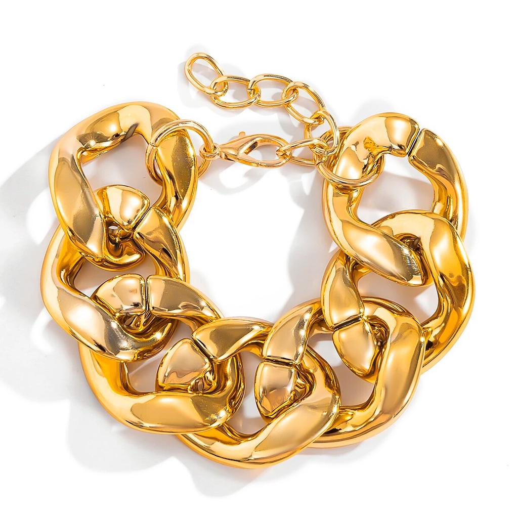 Exaggerated Acrylic CCB Big Chain Bracelets for Women Vintage Punk Cuban Curb Link Charm Bangles Couple Jewelry Steampunk Men