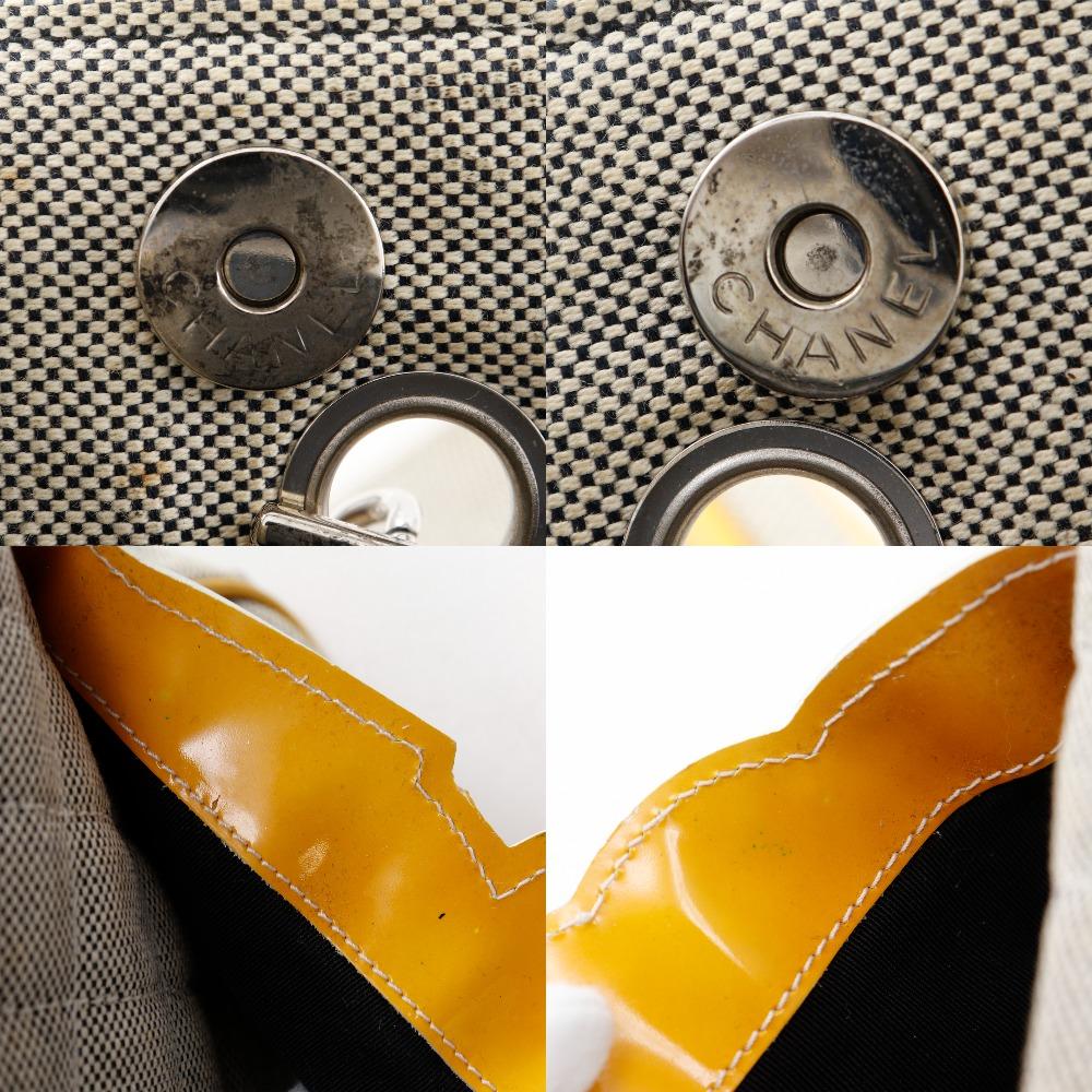 Chanel Camellia NO5 Tote Bag Chocolate Bar Chain Tote Gray/yellow Canvas Women Used