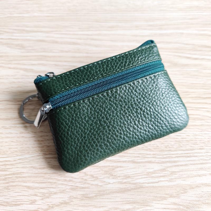 Genuine Leather Cowhide Card & Key Holder with Coin Purse - Compact and Portable
