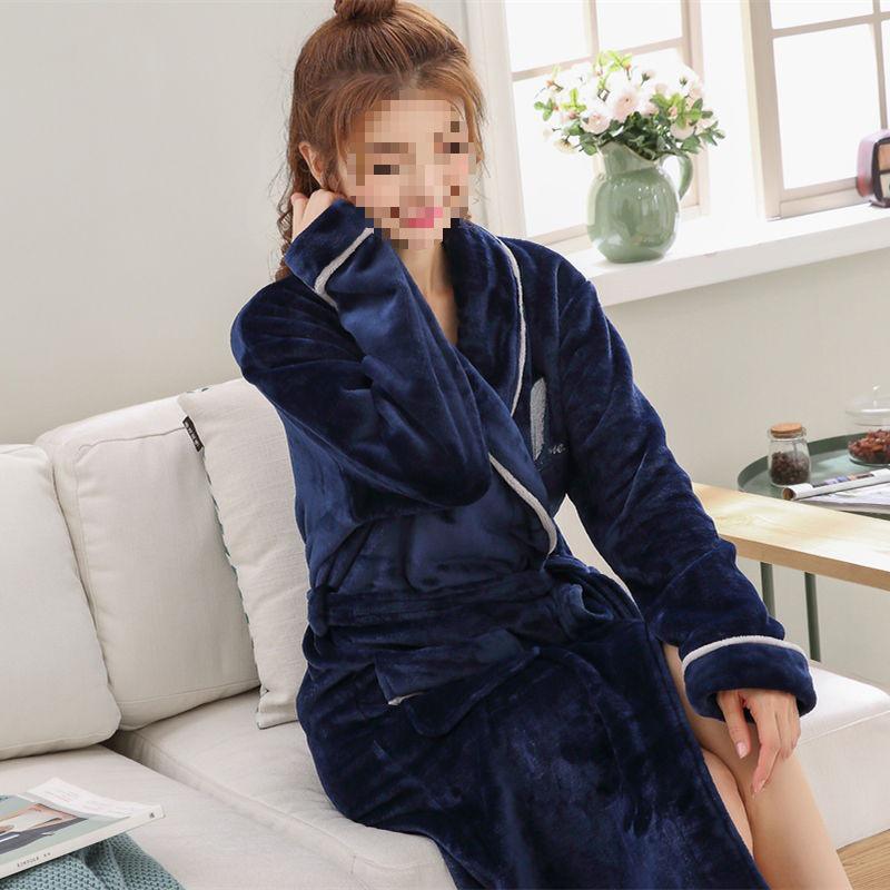 G5Z Winter Flannel Couple Robe: Men's Coral Fleece & Women's Plus Velvet Thick Warm Pajamas Bathrobe.