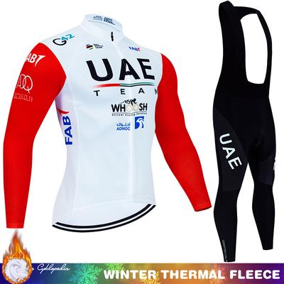Cycling Jumper Men's Suit UAE Thermal Jersey Man Costume Bike Clothes Pro Team 2024 Winter Fleece Clothing Mtb Pants Blouse Bib