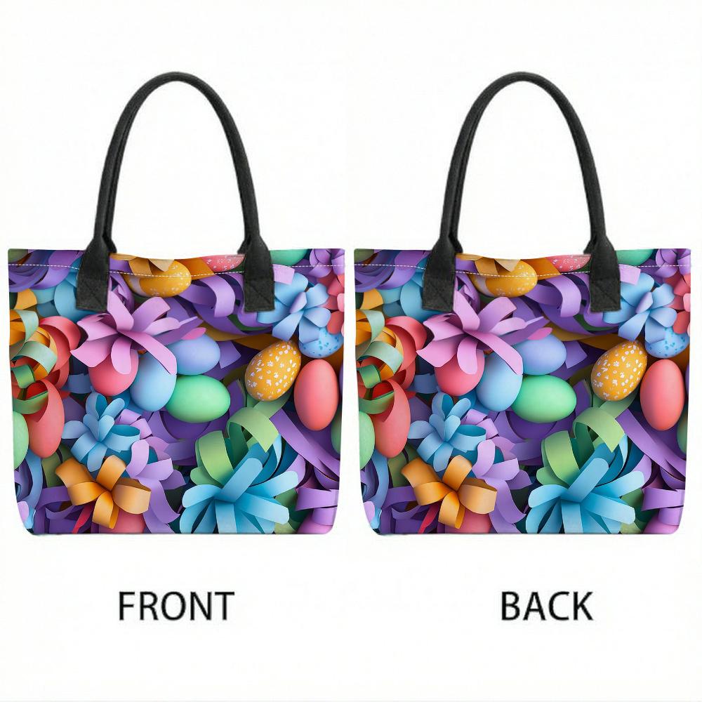  Easter Colorful Tote Bag Large Capacity Casual Handbag for Women Daily Use