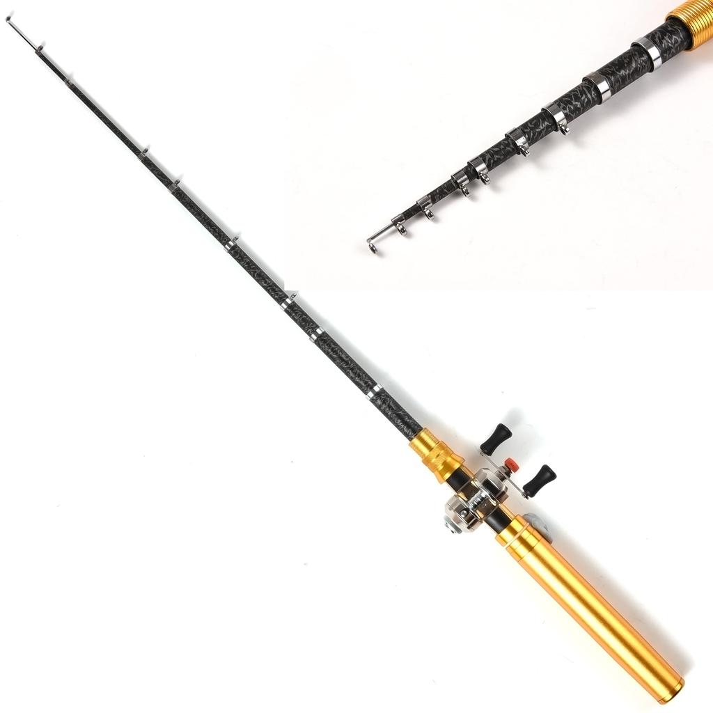 Tragbarer Taschenteleskop-Angelruten- und Angelrollen-Kombinationen in Mini-Stiftform, 1,95 m