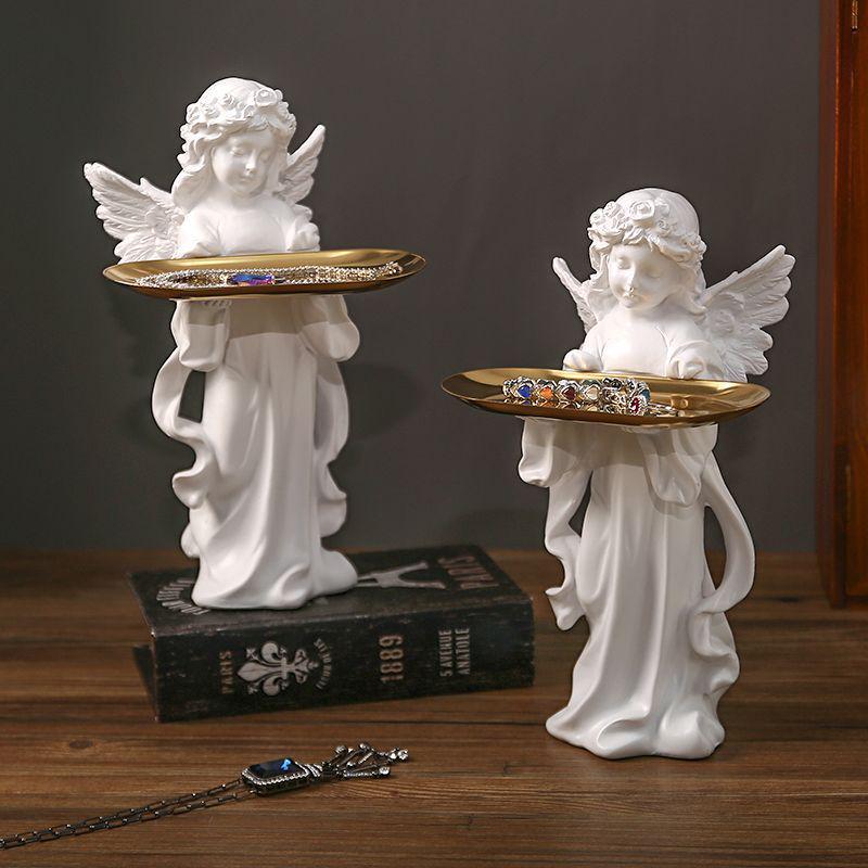 Angel Girl Jewelry Tray Figurine - Creative Resin Sculpture Gift