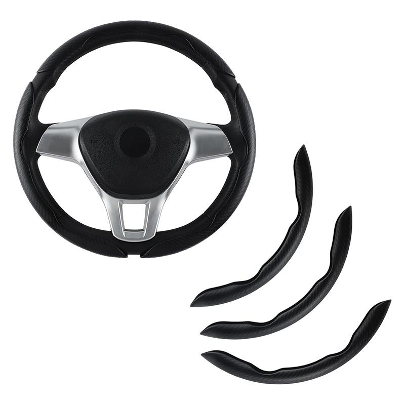

3 шт. Чехол на руль из углеродного волокна, противоскользящий, нескользящий, усилитель руля, аксессуары для интерьера автомобиля чёрный