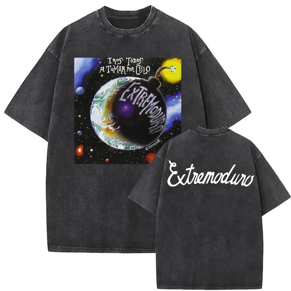 

Rock Band Extremoduro Tour Vintage Washed Tshirt Men Women Fashion Hip Hop Street T Shirts Male S