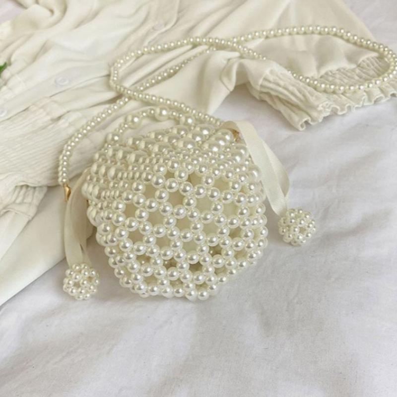 Persality Pearl Light White Beaded Hanbags For Girl Gift Pearls Lg Chian Shoulder Purse Wedding Bridal Clutches New Trendy