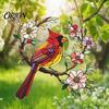 Wall Hanging Bird Ornament 1/2Pcs Acrylic Red Decoration, Standing on Flower Lover Branch Ornament, Indoor Outdoor Window Decor