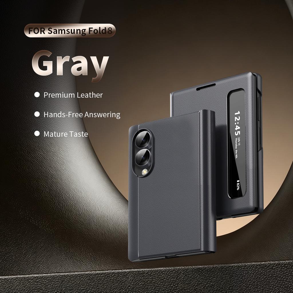 For Samsung Galaxy Z Fold 8 Ultra Z Fold 8 7 6 5 4 Flip PU Leather Smart Display Shockproof Case With Window View Touch Fundas