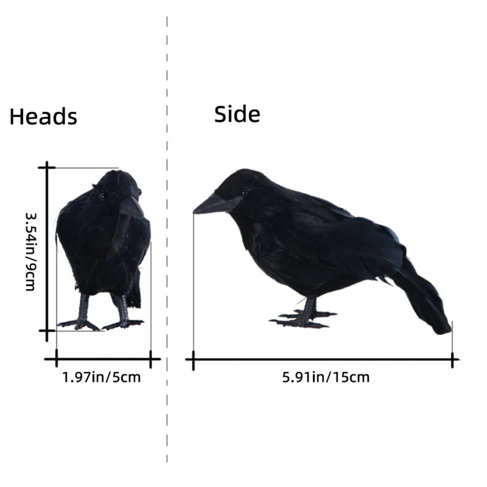 Plastic Simulation Crow With Feather Fake Bird Raven Model Photography Props For Halloween Party Decor