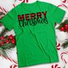 Herren und Damen Rotes Karomuster Frohe Weihnachten Weihnachts-T-Shirt #MC