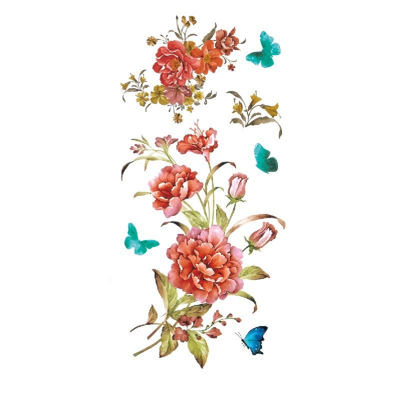 

Наклейка с изображением цветка голубой розы, большой узор в виде цветка сливы, водонепроницаемая наклейка с изображением цветка на руке, образец татуировки 90*190MM