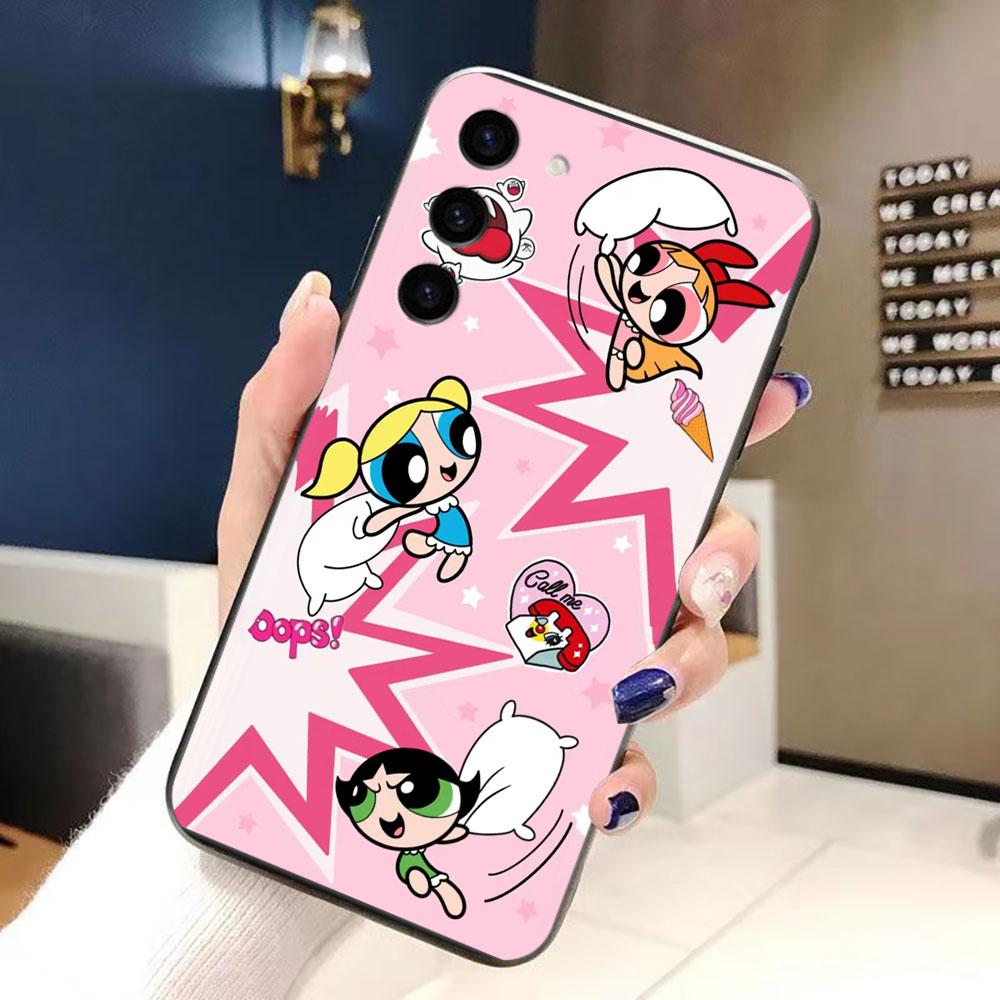 The P-Powerpuff Girls Phone Case For Samsung Galaxy S24 S23 S22 S21 S20 FE S25 LITE PLUS ULTRA 5G Silicone Case Funda Shell