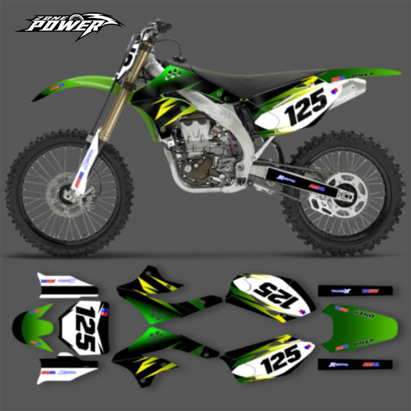 Powerzone Custom Team Motorcycle Graphics Decal Stickers For KAWASAKI 2006 2007 2008 KXF450 KX450F KXF 450