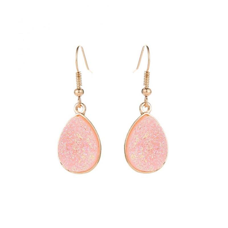 Модные женские капли воды Drusy висячие серьги-крючки уникальный подарок для вечеринок розовый
