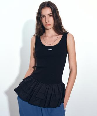 Nigaennikol Nicole Multi Frill Sleeveless Top_Black