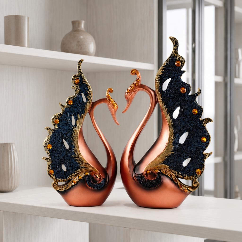 Peacock Figurines Ornate Peacock Figurine Resin Figurines European-Style Table Decoration Sophisticated for Homeowners