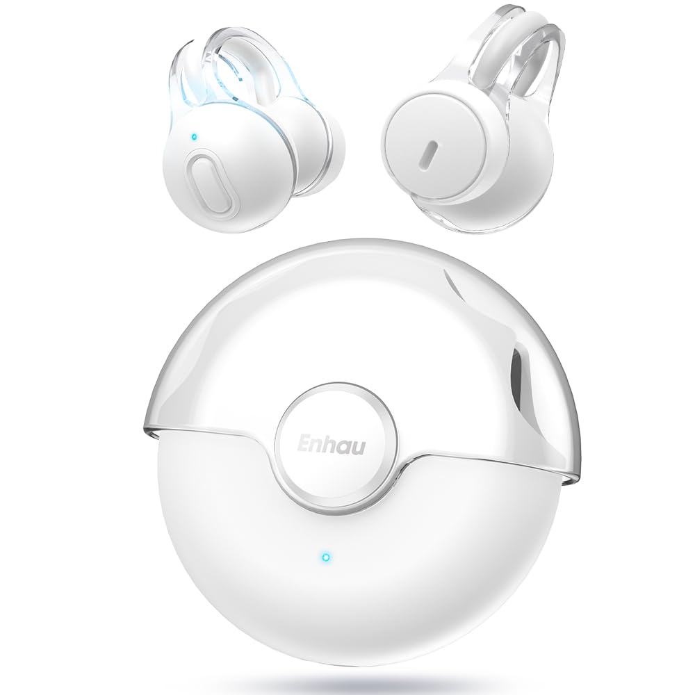 

Bluetooth Earphones Ultra Lightweight A New Simply Clip Them Into Your Wireless Bone Conduction 58H Long Compatible with with Full No Ear Ear Open Low белый