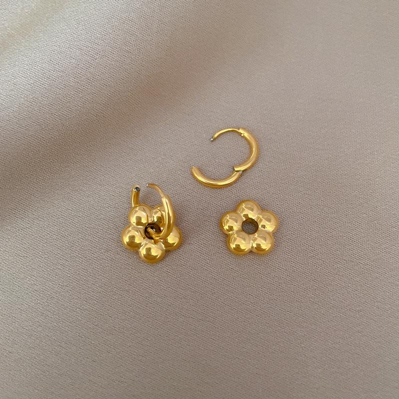 Ear Buckle Flower Minimalist Stud Earrings Cold Men'S And Women'S Earrings Personality Temperament Banquet Earrings