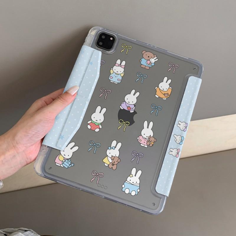 Bowknot Miffy Tablet Case IPad Pro Air Mini 7 10th Gen With Buckle Edge Sticker