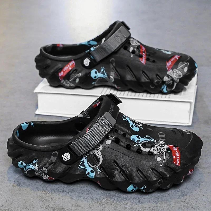 Beach Sandals Men Summer Shoes Graffiti Non-slip Wear-resistant Sandal Comfortable High Quality Beach Outdoor Slippers for Men