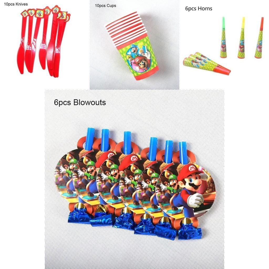 Super Mario Themed Birthday Party Supplies Complete With Joyful Decorations And Tablecloth