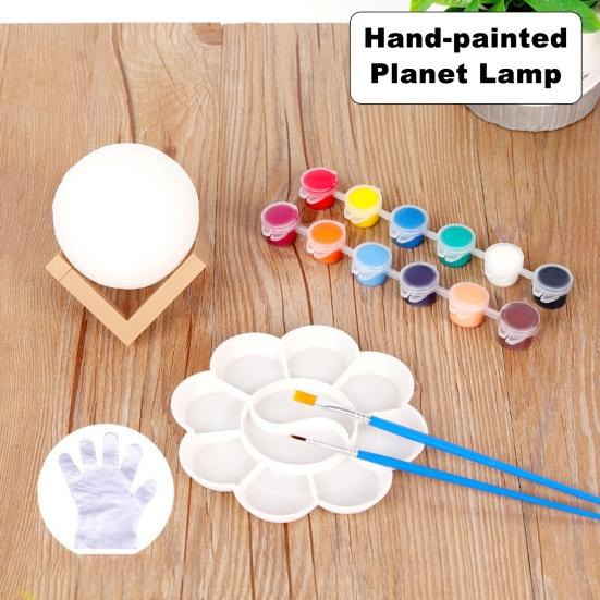 Moon Lamp Painting Kit for Kids 4-12 DIY Night Light Craft Set with 2 Paints Brushes Art Supplies Creative Gift for Birthday Party