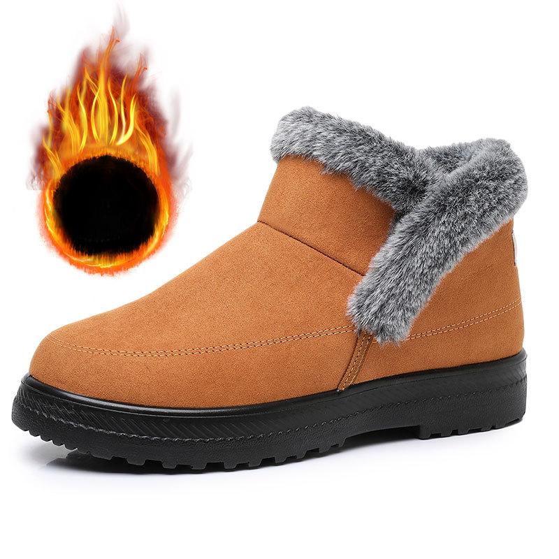 Women's Fuzzy Snow Boots With Fur Lined Warm Ankle Boot Faux Suede Anti-Slip Winter Shoes for Women Outdoor Chunky Platform Walking Short Booties