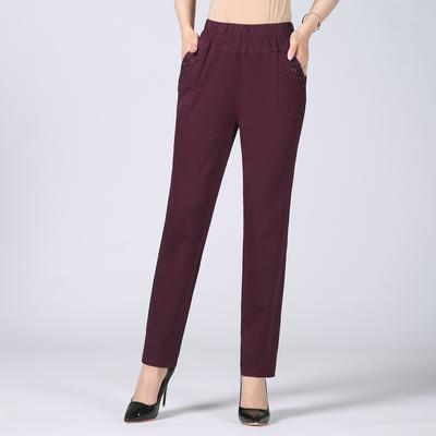 Casual Pants Elastic Waist Stretch Cotton Women's Pants Straight Summer Thin Loose Large Size