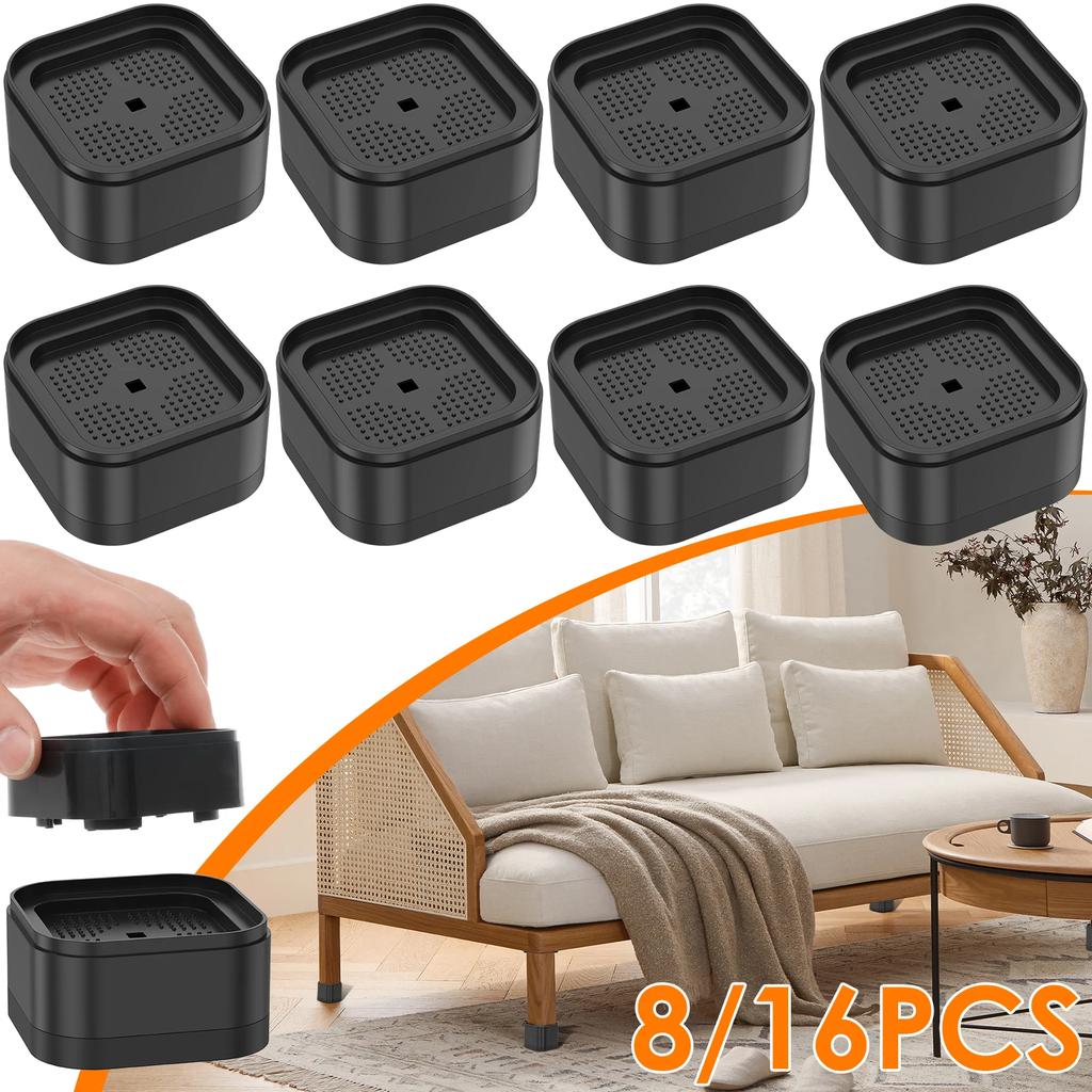 8/16 Pcs Furniture Risers Heavy Duty Bed Chair Table Heightening Foot Pad Non-slip Floor Protecto Furniture Feet Leg Lift