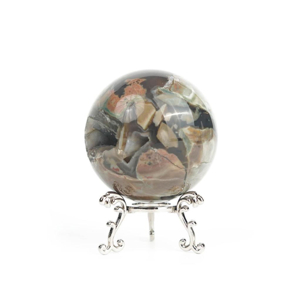 Cross-border Natural Crystal Ball with Multi-Gem Raw Stone Polished for Home Office Feng Shui Decor.