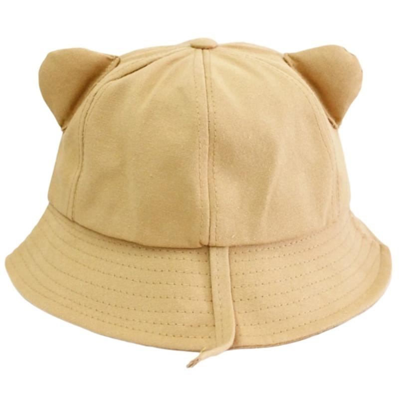 Кепка-ведро с ушками кошки Однотонная Рыбацкая кепка Удобная кепка-ведро для взрослых и детей Отпускная Весенняя Защита от солнца Рыбацкая кепка child хаки