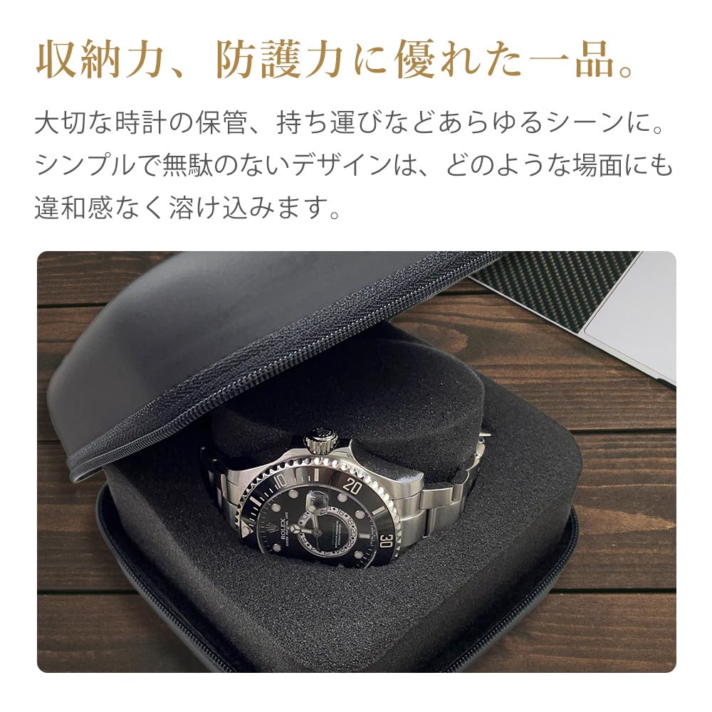IGIMI Luxury Watch Box for Single Watch, Matte Black, BI324185, Officially Imported