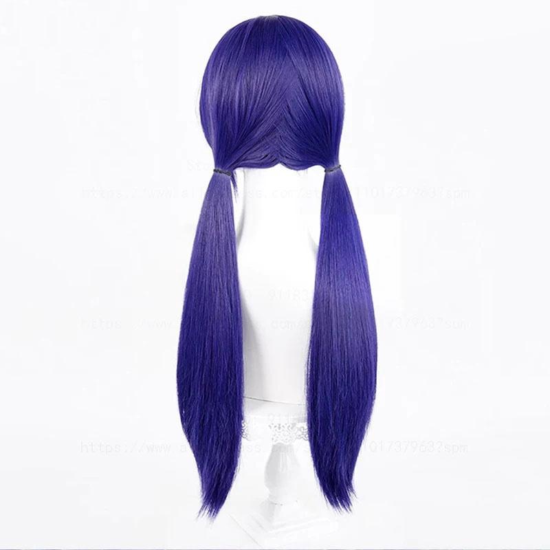 High Quality Crazy Mita Cosplay Wig 68cm Purple Blue Ponytail Heat Resistant Synthetic Hair Wigs Anime MiSide Wigs + Wig Cap