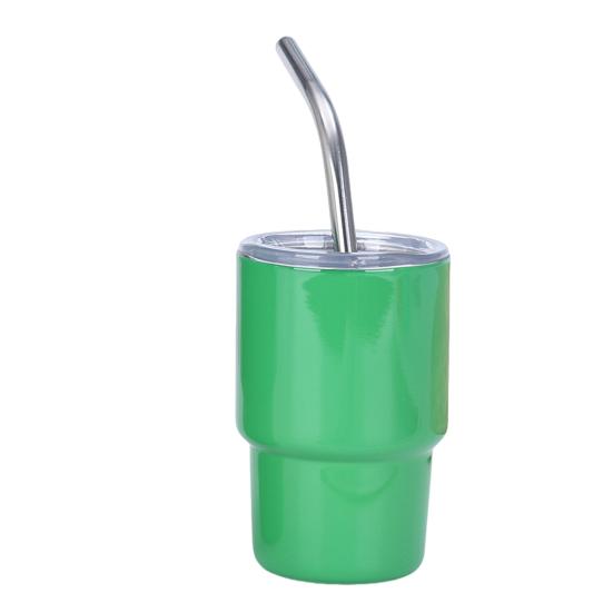 1/6 ks Nerezový kelímek panák se slámkou a víčkem 90/150ml Mini víceúčelový pohárek