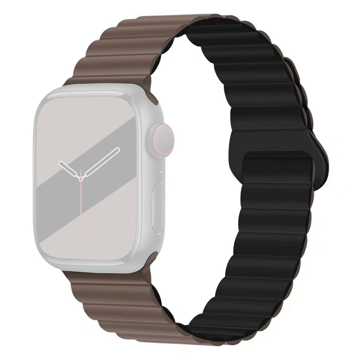 

Watch Strap for Apple Watch Series 10 42mm/9 8 7 41mm/SE (2023) SE (2022) SE 6 5 4 40mm/3 2 1 38mm Magnetic Silicone Watch Band Chocolate/Black