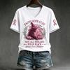 Women's Casual V-Neck Short Sleeve T-Shirt with Halloween Print and Shoulder