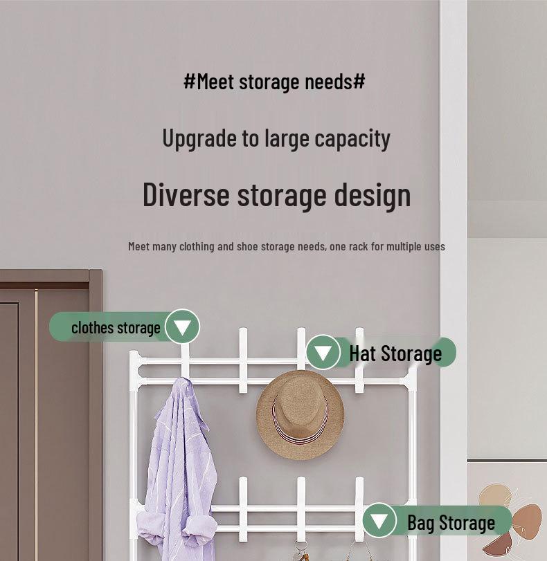 Multi-layer Dustproof Shoe & Hat Rack with Integrated Coat Rack for Indoor Use