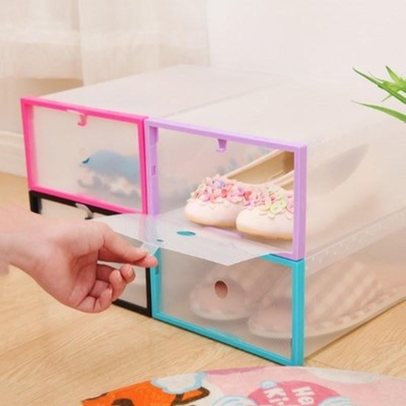 Scatola Trasparente Portaoggetti Organizer per Scarpe in Plastica Antipolvere Resistente all'Umidità 1 pz