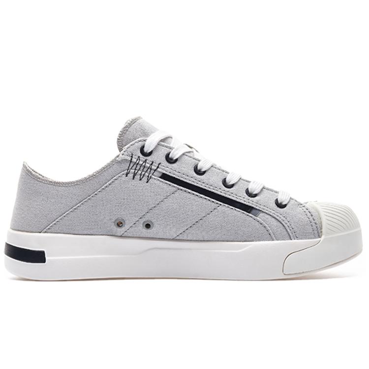 Li Ning Slip Resistant, Abrasion Resistant, Lightweight, Breathable Low top Canvas Shoes Men's Gray White AGCQ037-5