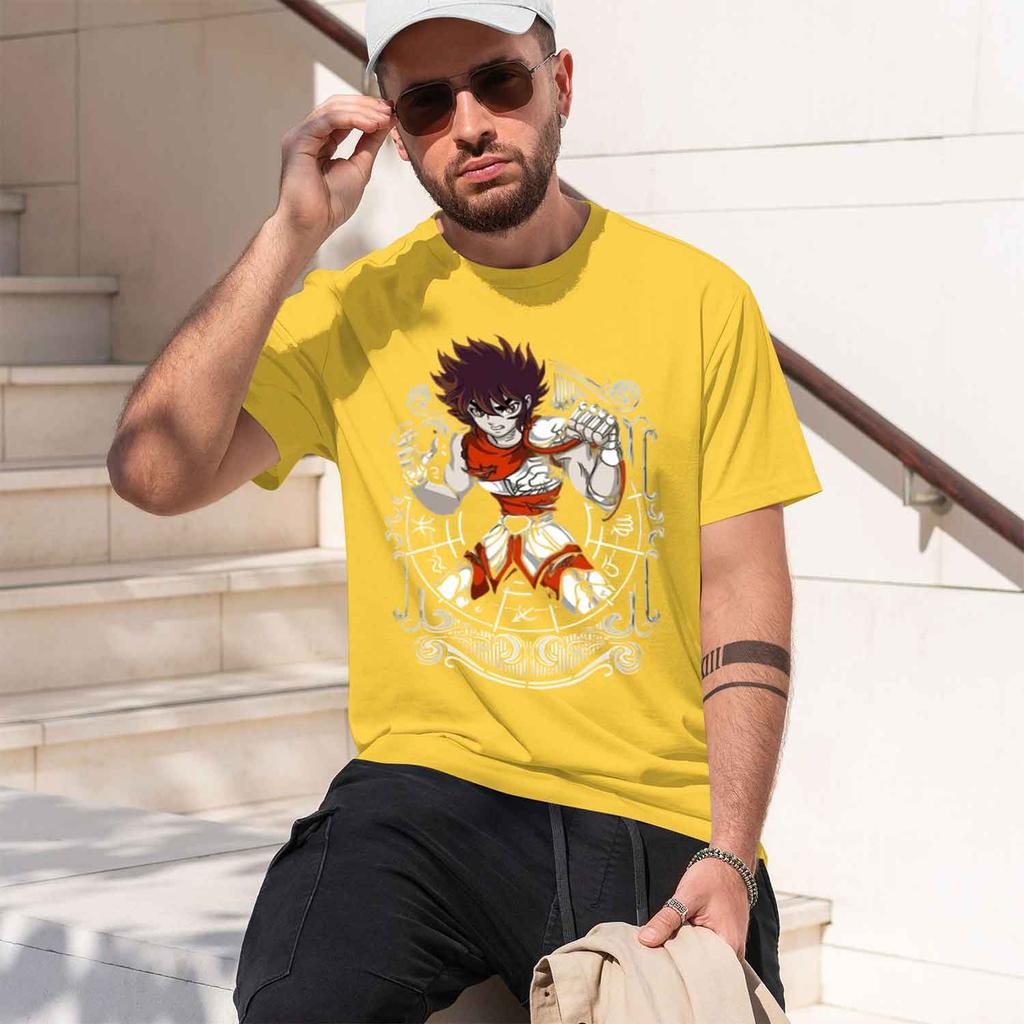 Anime Style Unisexs Tshirt Saint Seiya Character Design Summer Casual Wear Gift For Anime Fans 2026 New Model Shortsleeve Crewne