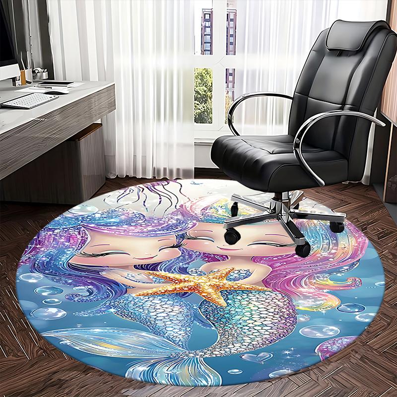 Mermaid Tail Chair Mat - Round Carpet for Home Decor