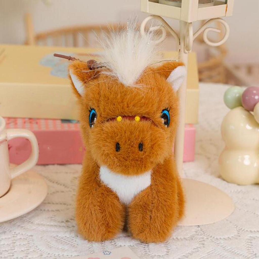 Plush Horse Keychain Keyring Charm Backpack Ornaments Birthday Gift Party Favors Realistic Pendant