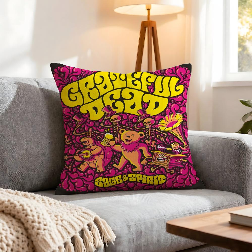 Band Grateful Dead Cushion Cover 1Pcs Decorative Covers Soft Cushion Case For Sofa Couch Decor 40X40 45X45 Pillowcases