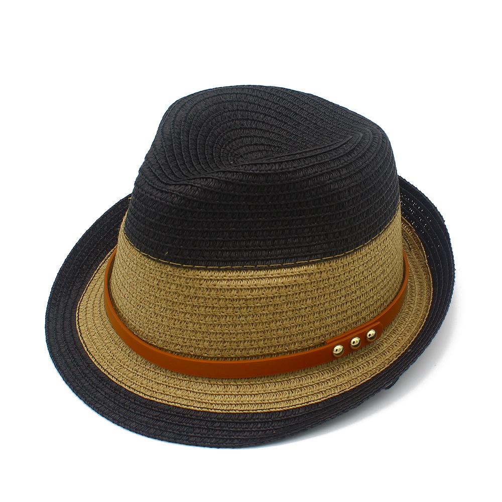 New contrasting color sunscreen top hat men's outdoor travel shading seaside beach hat women's fashion straw hat